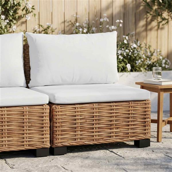 Grote foto vidaxl middelgrote bank met kussens gendt natuurlijk rattan naturel tuin en terras tuinmeubelen