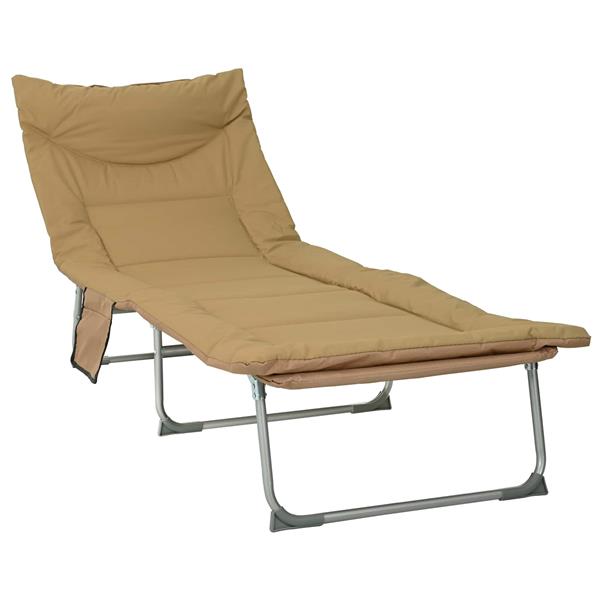 Grote foto vidaxl opvouwbare zonnebed met kussen beige tuin en terras tuinmeubelen