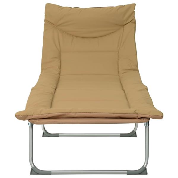 Grote foto vidaxl opvouwbare zonnebed met kussen beige tuin en terras tuinmeubelen