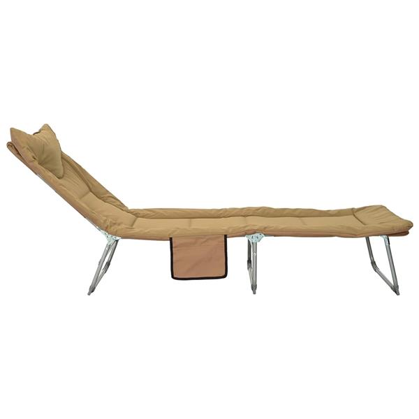 Grote foto vidaxl opvouwbare zonnebed met kussen beige tuin en terras tuinmeubelen