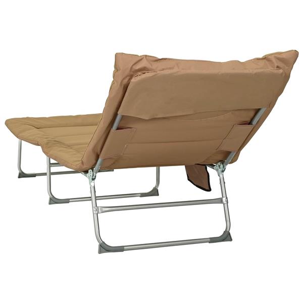 Grote foto vidaxl opvouwbare zonnebed met kussen beige tuin en terras tuinmeubelen