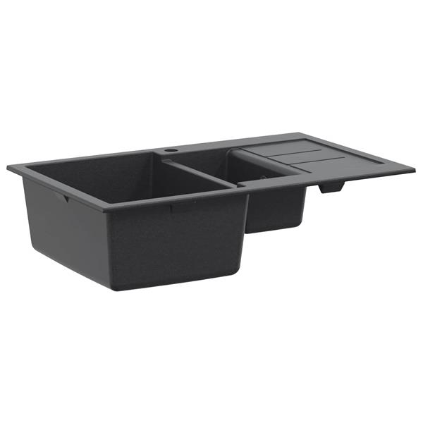 Grote foto vidaxl keukenspoelbak met dubbele bak graniet 80 x 50 x 30.5 cm huis en inrichting keukens
