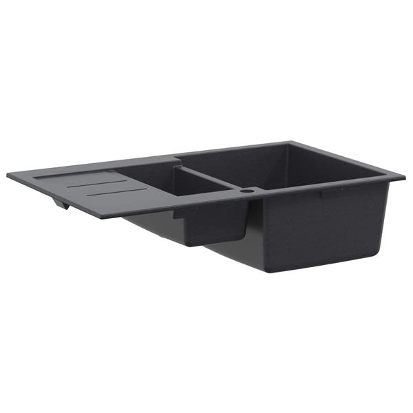 Grote foto vidaxl keukenspoelbak met dubbele bak graniet 80 x 50 x 30.5 cm huis en inrichting keukens