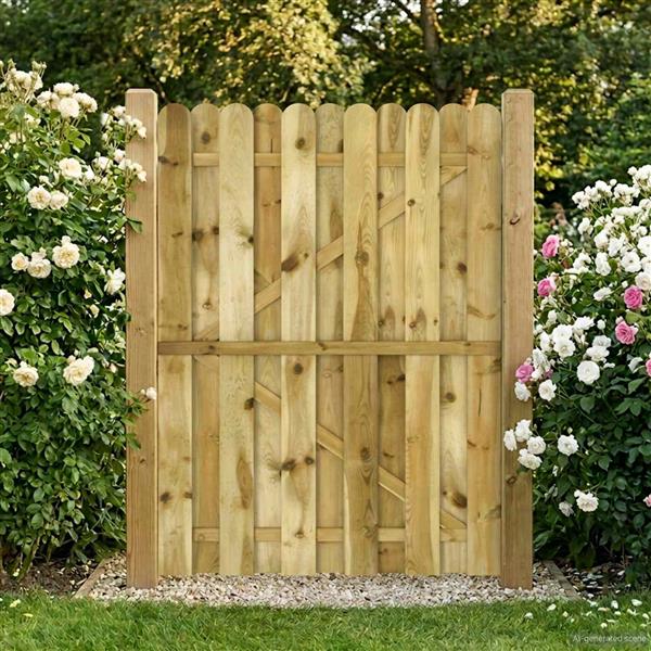 Grote foto vidaxl tuinpoort 100 x 150 cm massief grenenhout groen tuin en terras hekken en schuttingen