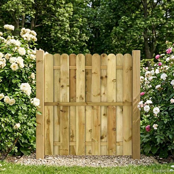 Grote foto vidaxl tuinpoort 100 x 125 cm massief grenenhout groen tuin en terras hekken en schuttingen