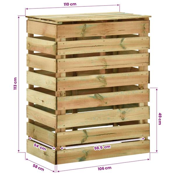 Grote foto vidaxl latten tuincomposter groen 106 x 58 x 110 cm massief grenenhout huis en inrichting overige huis en inrichting