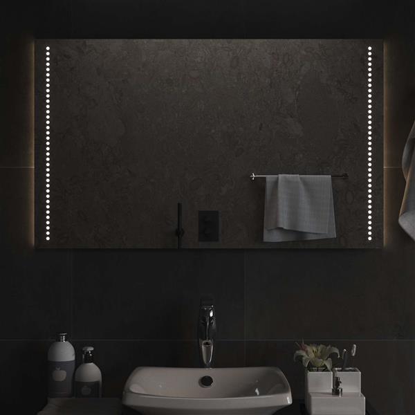 Grote foto vidaxl led badkamer spiegel doorzichtig 100 x 60 cm gehard glas antiek en kunst spiegels