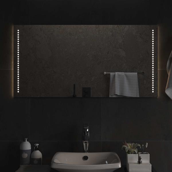 Grote foto vidaxl led badkamer spiegel doorzichtig 100 x 50 cm gehard glas antiek en kunst spiegels