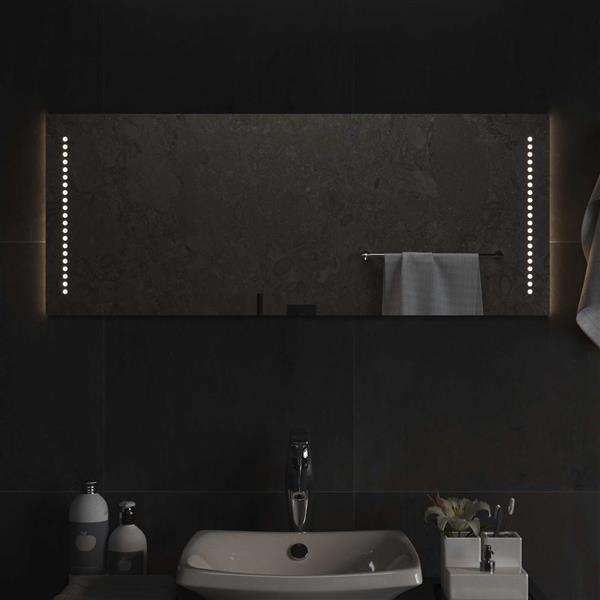 Grote foto vidaxl led badkamer spiegel doorzichtig 100 x 40 cm gehard glas antiek en kunst spiegels