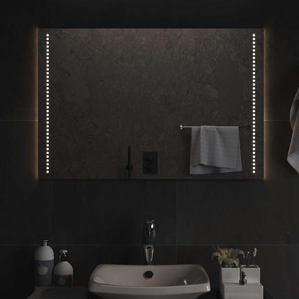 Grote foto vidaxl led badkamer spiegel doorzichtig 90 x 60 cm gehard glas antiek en kunst spiegels