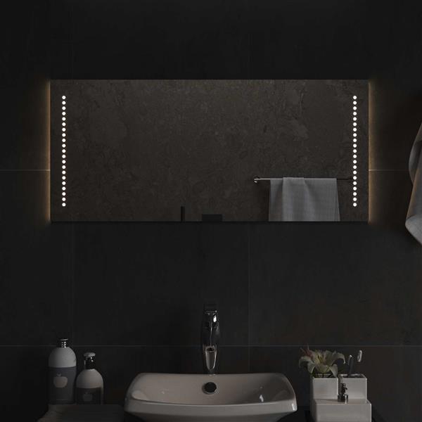 Grote foto vidaxl led badkamer spiegel doorzichtig 90 x 40 cm gehard glas antiek en kunst spiegels