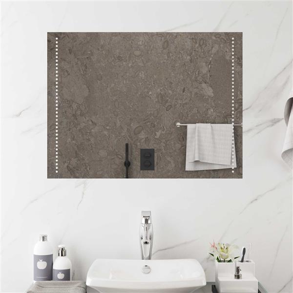 Grote foto vidaxl led badkamer spiegel doorzichtig 80 x 60 cm gehard glas antiek en kunst spiegels