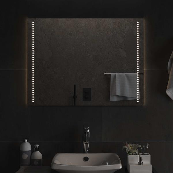 Grote foto vidaxl led badkamer spiegel doorzichtig 80 x 60 cm gehard glas antiek en kunst spiegels