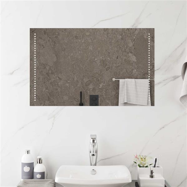 Grote foto vidaxl led badkamer spiegel doorzichtig 80 x 50 cm gehard glas antiek en kunst spiegels