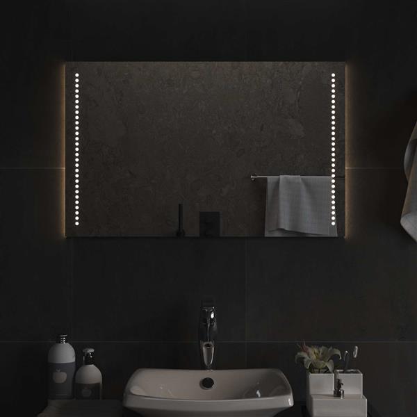 Grote foto vidaxl led badkamer spiegel doorzichtig 80 x 50 cm gehard glas antiek en kunst spiegels
