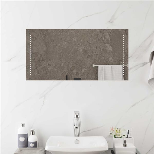 Grote foto vidaxl led badkamer spiegel doorzichtig 80 x 40 cm gehard glas antiek en kunst spiegels