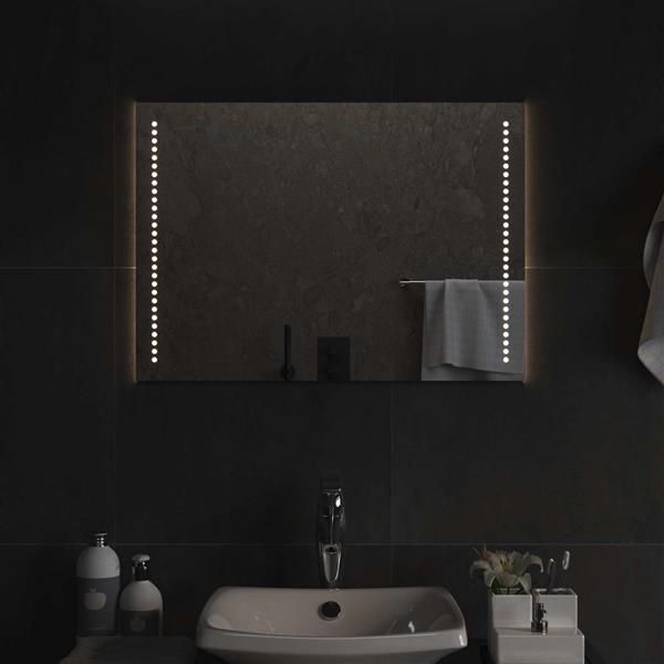 Grote foto vidaxl led badkamer spiegel doorzichtig 70 x 50 cm gehard glas antiek en kunst spiegels