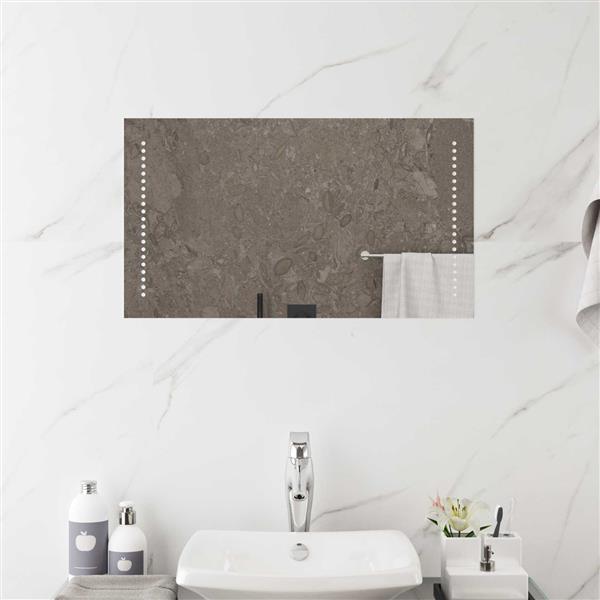 Grote foto vidaxl led badkamer spiegel doorzichtig 70 x 40 cm gehard glas antiek en kunst spiegels