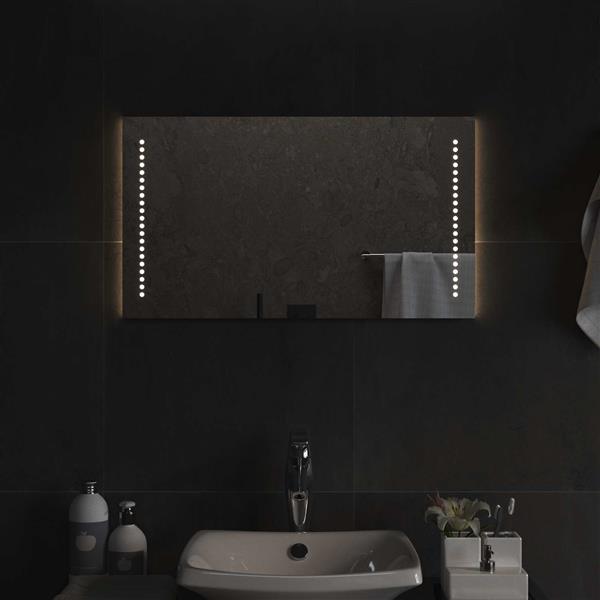 Grote foto vidaxl led badkamer spiegel doorzichtig 70 x 40 cm gehard glas antiek en kunst spiegels