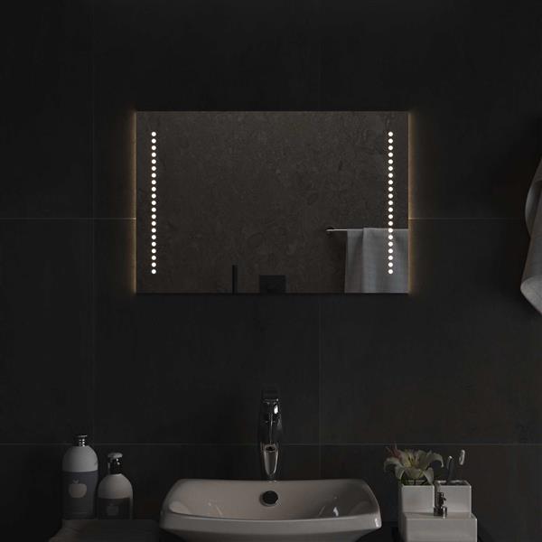 Grote foto vidaxl led badkamer spiegel doorzichtig 60 x 40 cm gehard glas antiek en kunst spiegels