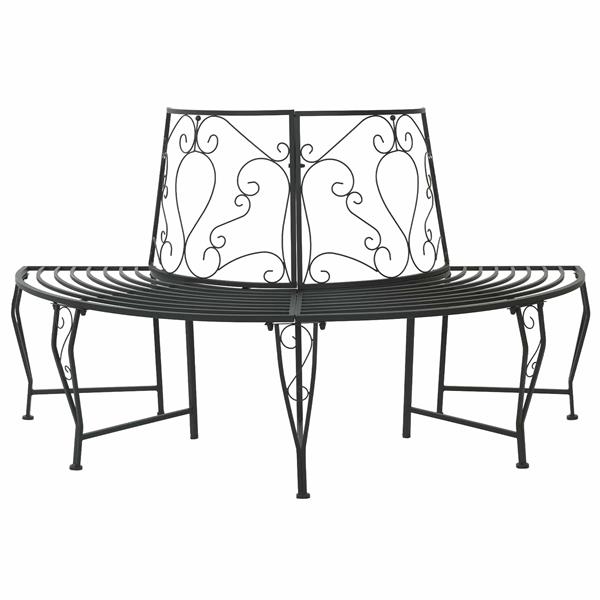 Grote foto vidaxl boom bank 4 aantal zitplaatsen 160 x 80 x 89 cm staal zwart tuin en terras tuinmeubelen