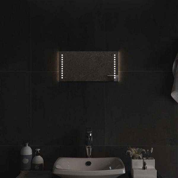 Grote foto vidaxl led badkamer spiegel doorzichtig 40 x 20 cm gehard glas antiek en kunst spiegels