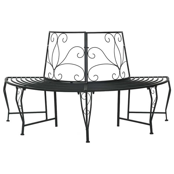 Grote foto vidaxl boom bank 4 aantal zitplaatsen 160 x 80 x 89 cm staal zwart tuin en terras tuinmeubelen