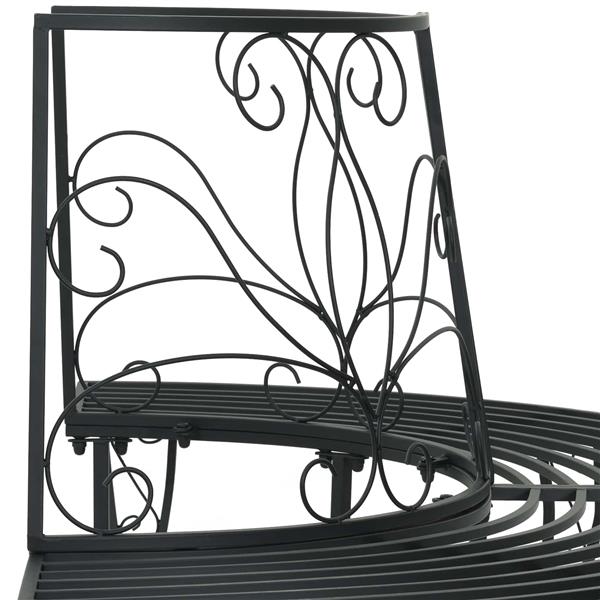 Grote foto vidaxl boom bank 4 aantal zitplaatsen 160 x 80 x 89 cm staal zwart tuin en terras tuinmeubelen