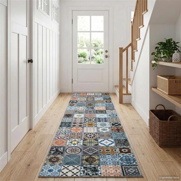 Grote foto vidaxl vloerkleedloper oriz 1150 gsm blauw 100 polyestervilt huis en inrichting vloerbedekking en kleden