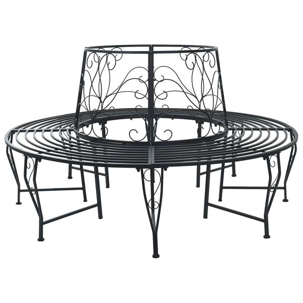 Grote foto vidaxl boom bank 8 aantal zitplaatsen 160 x 89 cm staal zwart rond tuin en terras tuinmeubelen