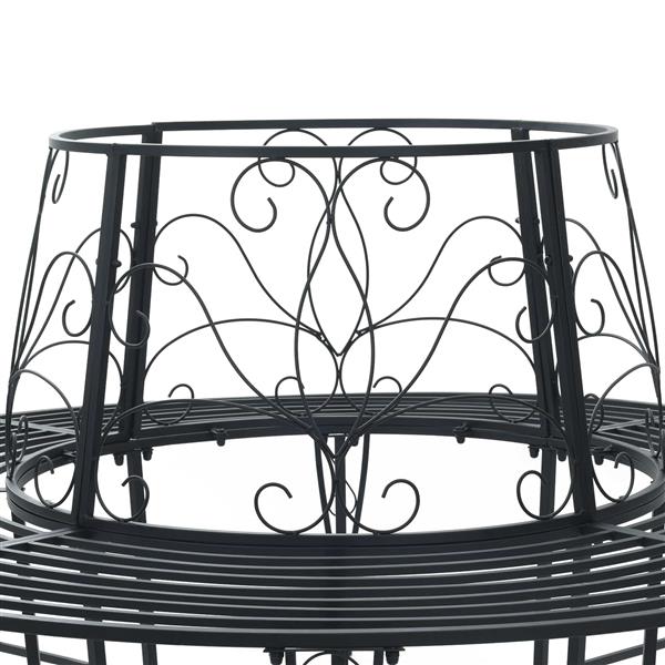 Grote foto vidaxl boom bank 8 aantal zitplaatsen 160 x 89 cm staal zwart rond tuin en terras tuinmeubelen