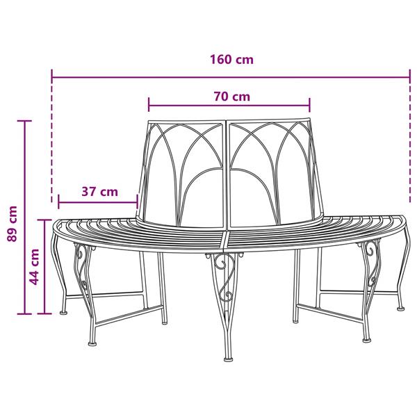 Grote foto vidaxl boom bank 4 aantal zitplaatsen 160 x 80 x 89 cm staal tuin en terras tuinmeubelen