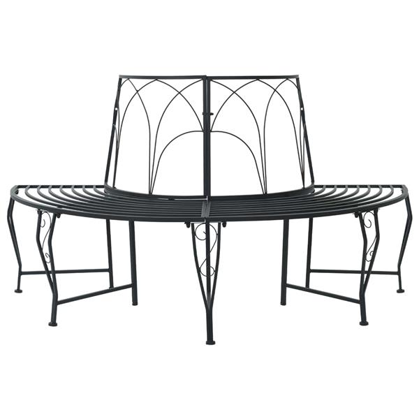 Grote foto vidaxl boom bank 4 aantal zitplaatsen 160 x 80 x 89 cm staal zwart tuin en terras tuinmeubelen
