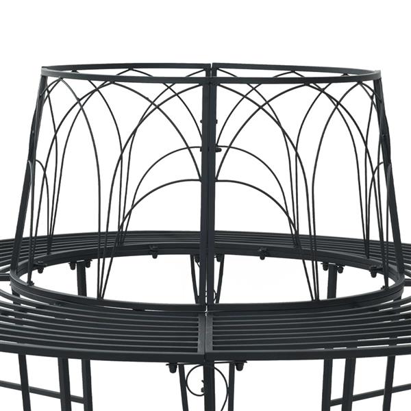 Grote foto vidaxl boom bank 8 aantal zitplaatsen 160 x 89 cm staal zwart rond tuin en terras tuinmeubelen