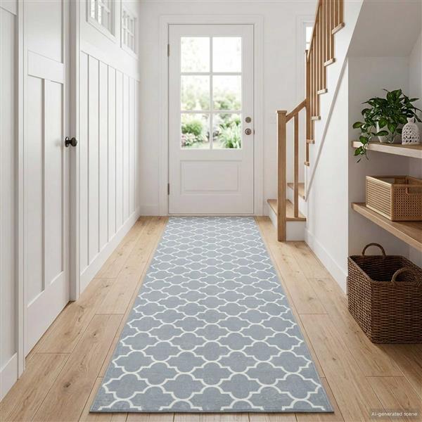 Grote foto vidaxl vloerkleedloper oriz 1150 gsm grijs en wit 100 polyestervilt huis en inrichting vloerbedekking en kleden