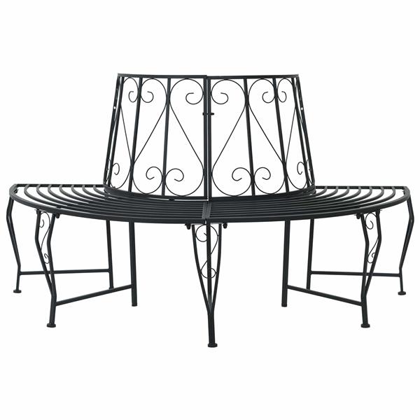 Grote foto vidaxl boom bank 4 aantal zitplaatsen 160 x 80 x 89 cm staal zwart tuin en terras tuinmeubelen