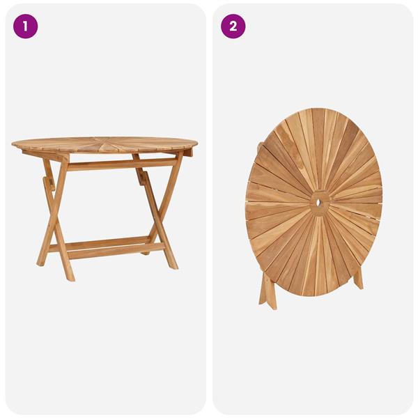 Grote foto vidaxl vouw tuin tafel naturel 110 x 75 cm massief teakhout tuin en terras tuinmeubelen