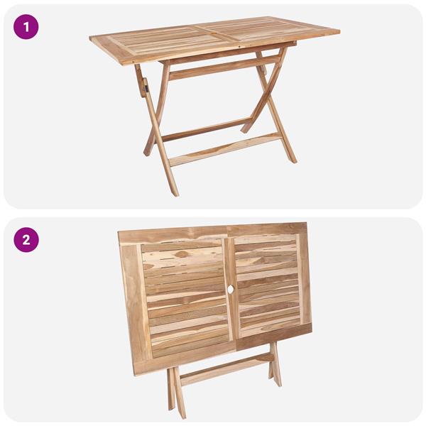 Grote foto vidaxl vouw tuin tafel naturel 120 x 70 x 75 5 cm massief teakhout tuin en terras tuinmeubelen