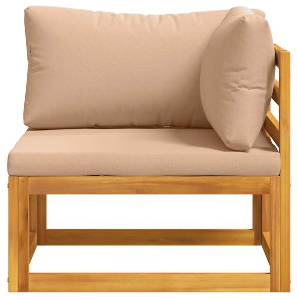 Grote foto vidaxl hoekbank met kussens 100 polyester massief acacia naturel tuin en terras tuinmeubelen