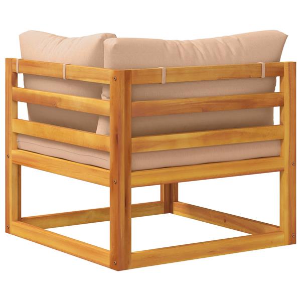 Grote foto vidaxl hoekbank met kussens 100 polyester massief acacia naturel tuin en terras tuinmeubelen