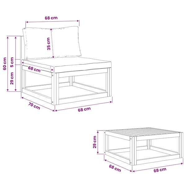 Grote foto vidaxl hoekbank met kussens 100 polyester massief acacia naturel tuin en terras tuinmeubelen