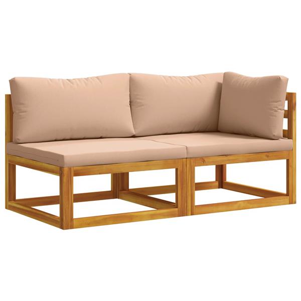 Grote foto vidaxl hoekbank met kussens 100 polyester massief acacia naturel tuin en terras tuinmeubelen