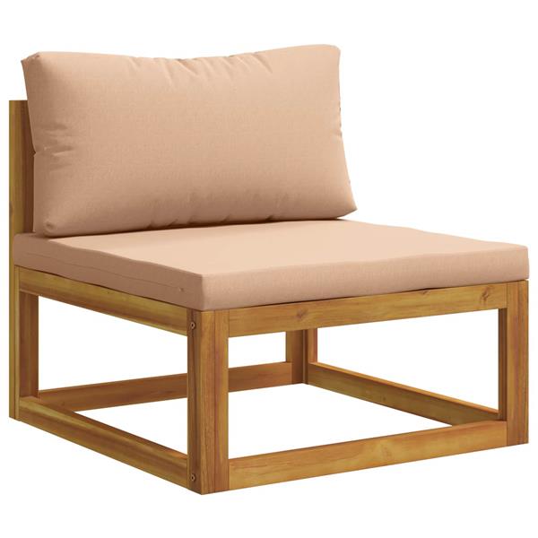 Grote foto vidaxl hoekbank met kussens 100 polyester massief acacia naturel tuin en terras tuinmeubelen