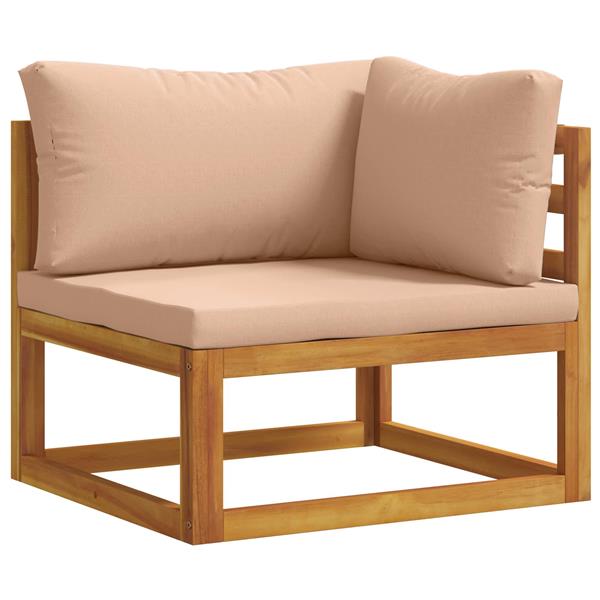 Grote foto vidaxl hoekbank met kussens 100 polyester massief acacia naturel tuin en terras tuinmeubelen
