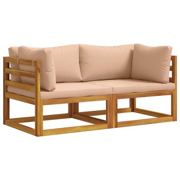 Grote foto vidaxl 2 st hoekbank met kussens 100 polyester massief acacia tuin en terras tuinmeubelen