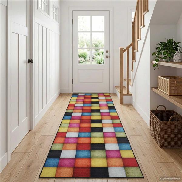 Grote foto vidaxl vloerkleedloper lesaka kleurrijk 80 x 200 cm diamantvelours huis en inrichting vloerbedekking en kleden