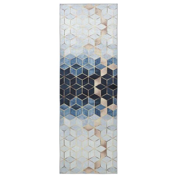 Grote foto vidaxl vloerkleedloper lesaka zilver 80 x 150 cm diamantvelours huis en inrichting vloerbedekking en kleden