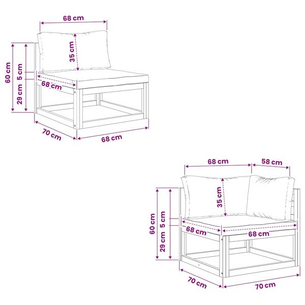 Grote foto vidaxl 2 st modulaire bankset met kussens tuin en terras tuinmeubelen