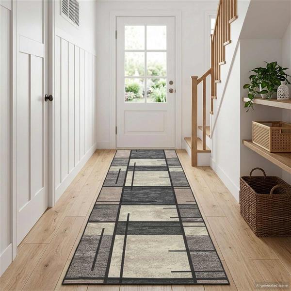 Grote foto vidaxl vloerkleedloper lesaka bruin 100 x 200 cm diamantvelours huis en inrichting vloerbedekking en kleden