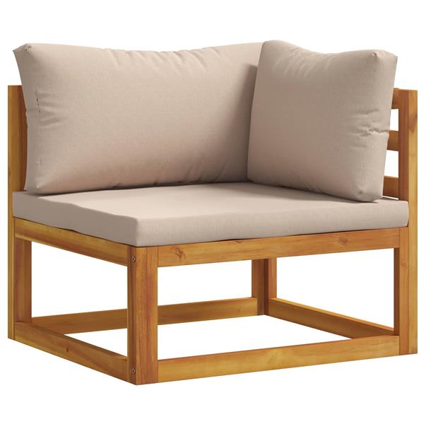 Grote foto vidaxl hoekbank met kussens 100 polyester massief acacia naturel tuin en terras tuinmeubelen